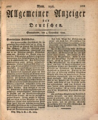 Allgemeiner Anzeiger der Deutschen Samstag 4. November 1809