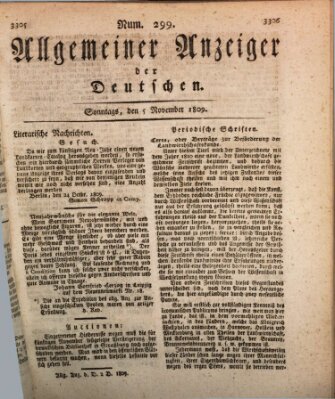 Allgemeiner Anzeiger der Deutschen Sonntag 5. November 1809