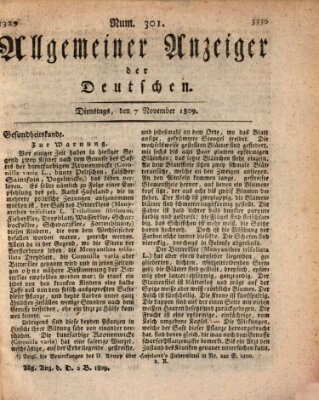 Allgemeiner Anzeiger der Deutschen Dienstag 7. November 1809