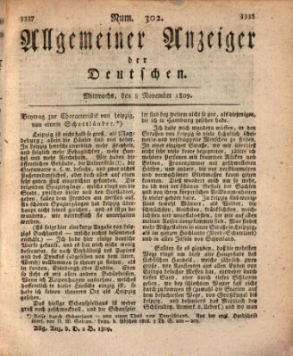 Allgemeiner Anzeiger der Deutschen Mittwoch 8. November 1809