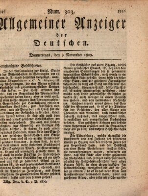 Allgemeiner Anzeiger der Deutschen Donnerstag 9. November 1809