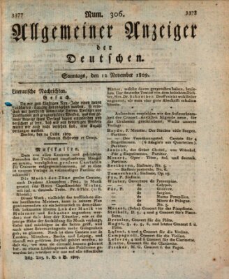 Allgemeiner Anzeiger der Deutschen Sonntag 12. November 1809