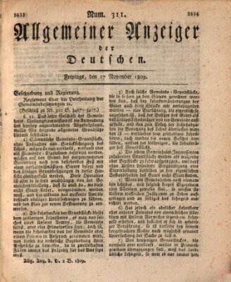 Allgemeiner Anzeiger der Deutschen Freitag 17. November 1809