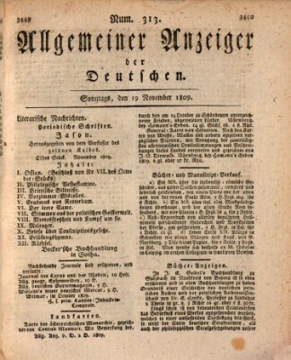 Allgemeiner Anzeiger der Deutschen Sonntag 19. November 1809