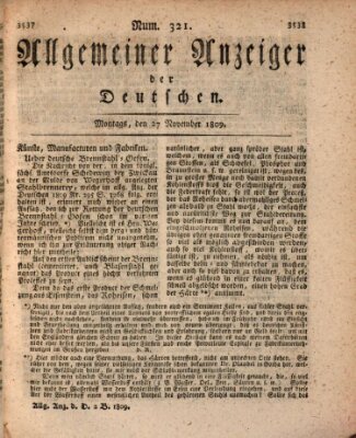 Allgemeiner Anzeiger der Deutschen Montag 27. November 1809