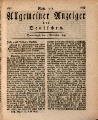 Allgemeiner Anzeiger der Deutschen Donnerstag 7. Dezember 1809