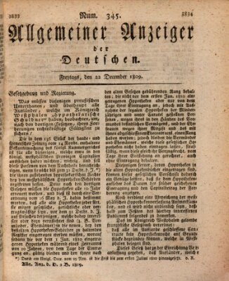 Allgemeiner Anzeiger der Deutschen Freitag 22. Dezember 1809