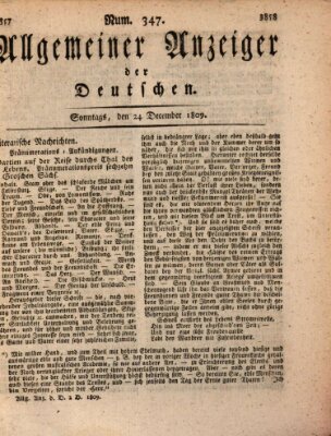 Allgemeiner Anzeiger der Deutschen Sonntag 24. Dezember 1809