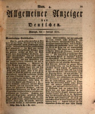 Allgemeiner Anzeiger der Deutschen Freitag 5. Januar 1810