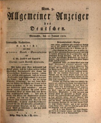 Allgemeiner Anzeiger der Deutschen Mittwoch 10. Januar 1810