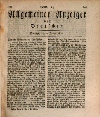 Allgemeiner Anzeiger der Deutschen Montag 15. Januar 1810