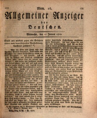 Allgemeiner Anzeiger der Deutschen Mittwoch 17. Januar 1810