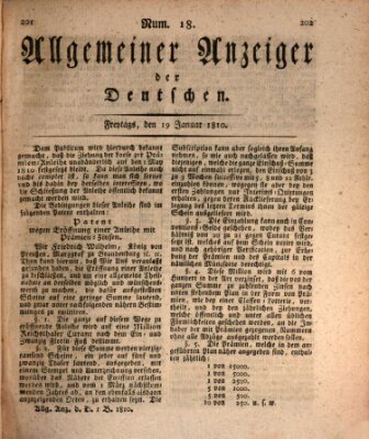 Allgemeiner Anzeiger der Deutschen Freitag 19. Januar 1810