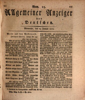 Allgemeiner Anzeiger der Deutschen Mittwoch 24. Januar 1810