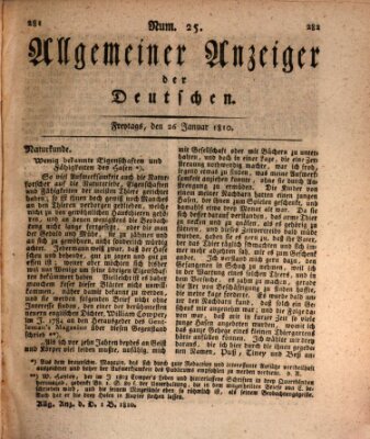 Allgemeiner Anzeiger der Deutschen Freitag 26. Januar 1810