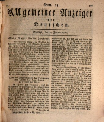 Allgemeiner Anzeiger der Deutschen Montag 29. Januar 1810