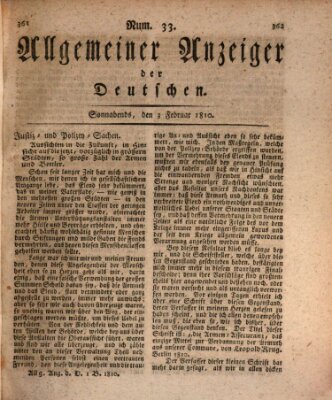 Allgemeiner Anzeiger der Deutschen Samstag 3. Februar 1810