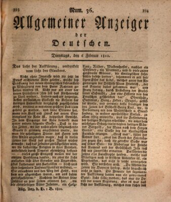 Allgemeiner Anzeiger der Deutschen Dienstag 6. Februar 1810