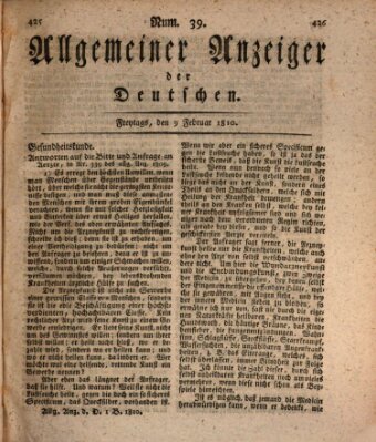 Allgemeiner Anzeiger der Deutschen Freitag 9. Februar 1810