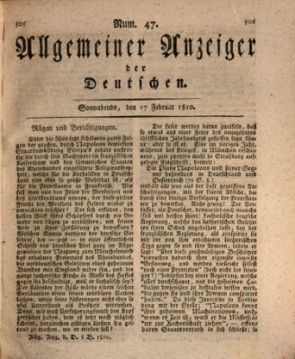 Allgemeiner Anzeiger der Deutschen Samstag 17. Februar 1810