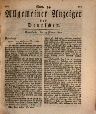 Allgemeiner Anzeiger der Deutschen Samstag 24. Februar 1810