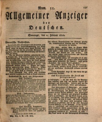 Allgemeiner Anzeiger der Deutschen Sonntag 25. Februar 1810