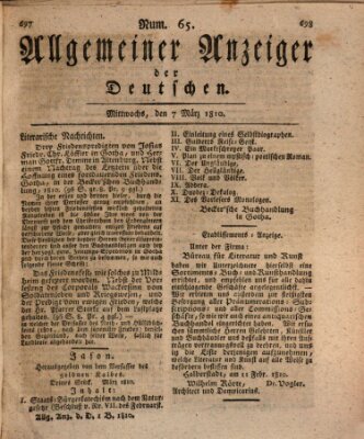 Allgemeiner Anzeiger der Deutschen Mittwoch 7. März 1810