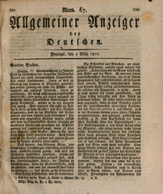 Allgemeiner Anzeiger der Deutschen Freitag 9. März 1810