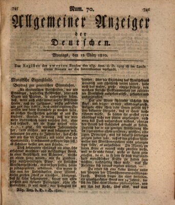 Allgemeiner Anzeiger der Deutschen Montag 12. März 1810