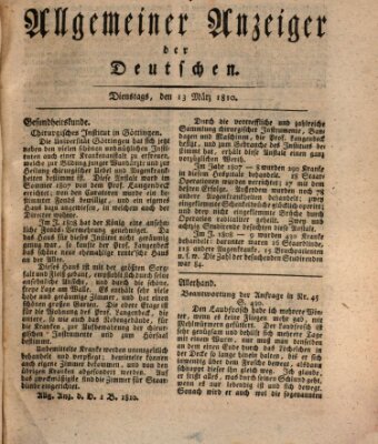 Allgemeiner Anzeiger der Deutschen Dienstag 13. März 1810