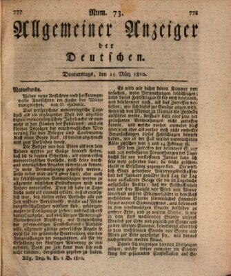 Allgemeiner Anzeiger der Deutschen Donnerstag 15. März 1810