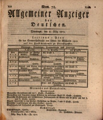 Allgemeiner Anzeiger der Deutschen Dienstag 20. März 1810