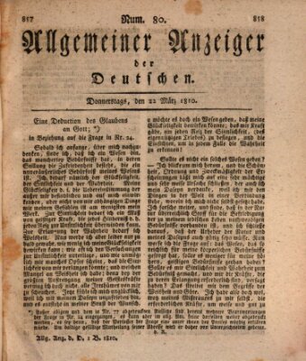 Allgemeiner Anzeiger der Deutschen Donnerstag 22. März 1810