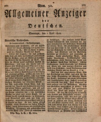 Allgemeiner Anzeiger der Deutschen Sonntag 1. April 1810