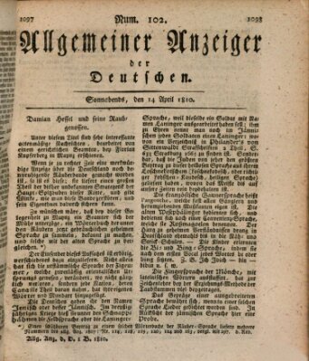 Allgemeiner Anzeiger der Deutschen Samstag 14. April 1810