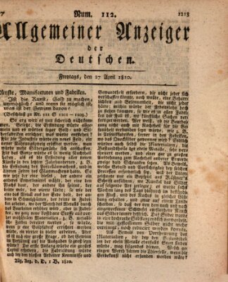 Allgemeiner Anzeiger der Deutschen Freitag 27. April 1810