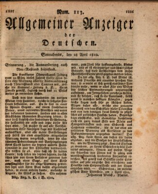 Allgemeiner Anzeiger der Deutschen Samstag 28. April 1810