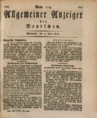 Allgemeiner Anzeiger der Deutschen Sonntag 29. April 1810