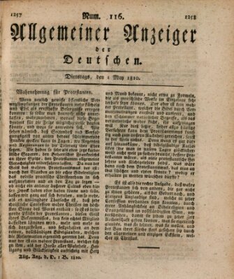 Allgemeiner Anzeiger der Deutschen Dienstag 1. Mai 1810