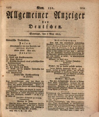 Allgemeiner Anzeiger der Deutschen Sonntag 6. Mai 1810