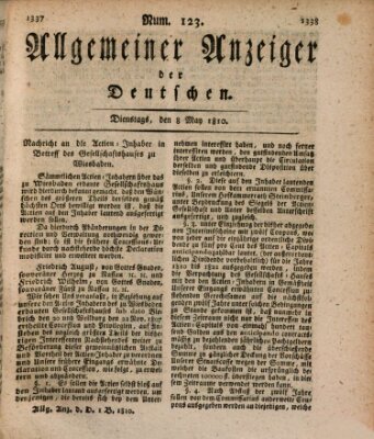 Allgemeiner Anzeiger der Deutschen Dienstag 8. Mai 1810