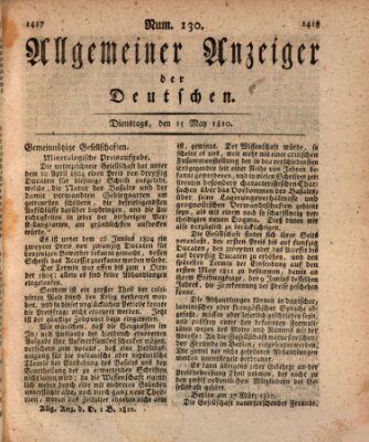 Allgemeiner Anzeiger der Deutschen Dienstag 15. Mai 1810