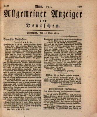 Allgemeiner Anzeiger der Deutschen Mittwoch 16. Mai 1810