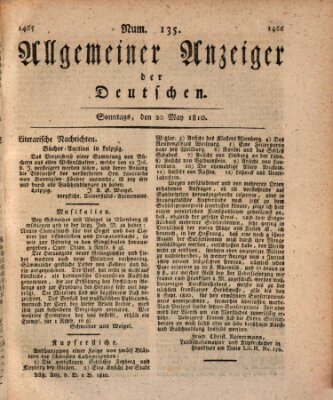 Allgemeiner Anzeiger der Deutschen Sonntag 20. Mai 1810