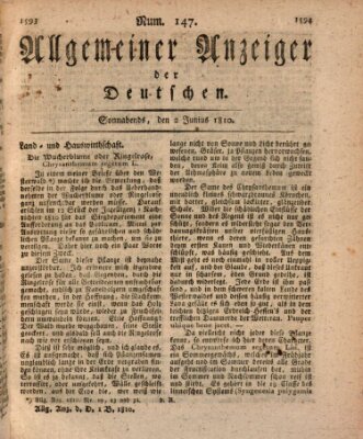 Allgemeiner Anzeiger der Deutschen Samstag 2. Juni 1810