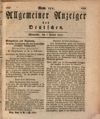 Allgemeiner Anzeiger der Deutschen Mittwoch 6. Juni 1810