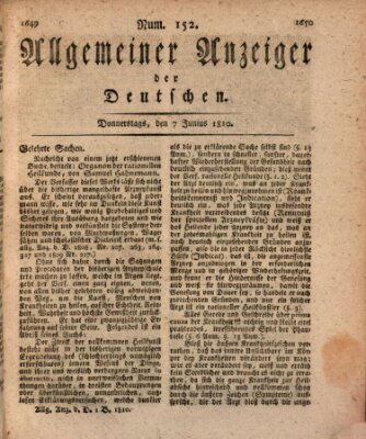 Allgemeiner Anzeiger der Deutschen Donnerstag 7. Juni 1810