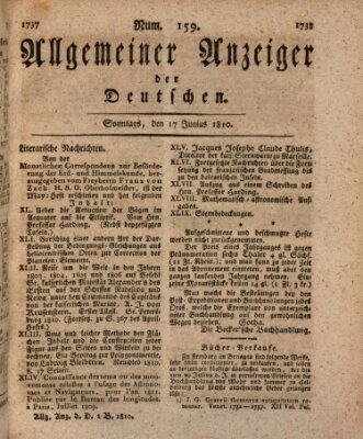 Allgemeiner Anzeiger der Deutschen Sonntag 17. Juni 1810