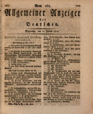 Allgemeiner Anzeiger der Deutschen Mittwoch 20. Juni 1810