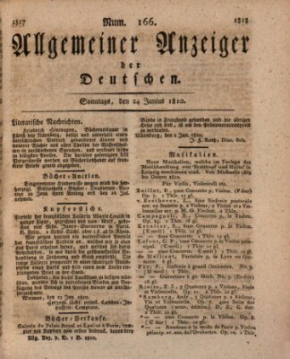 Allgemeiner Anzeiger der Deutschen Sonntag 24. Juni 1810